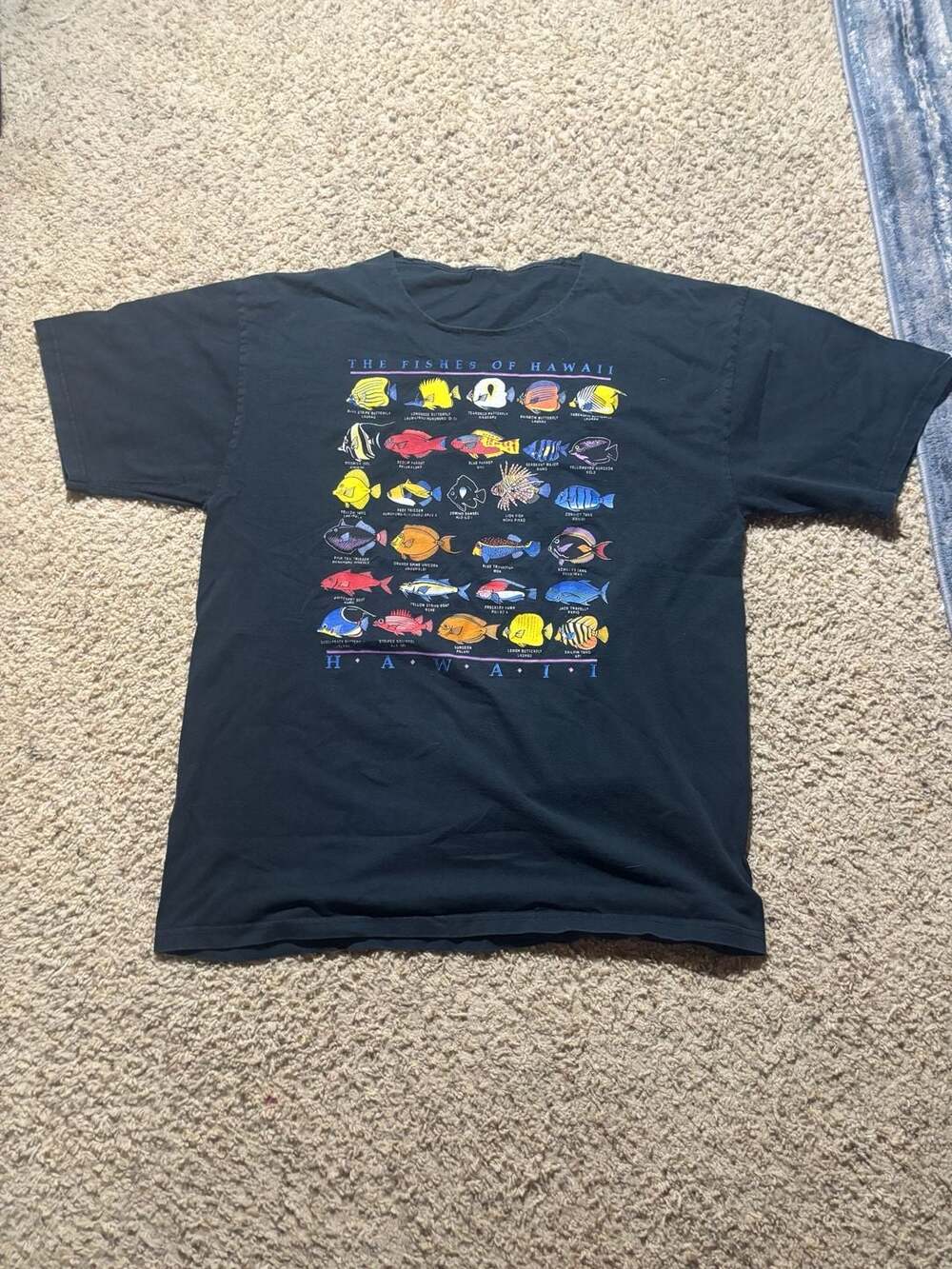 Vintage 90s The Fishes of Hawaii Graphic T-Shirt Black